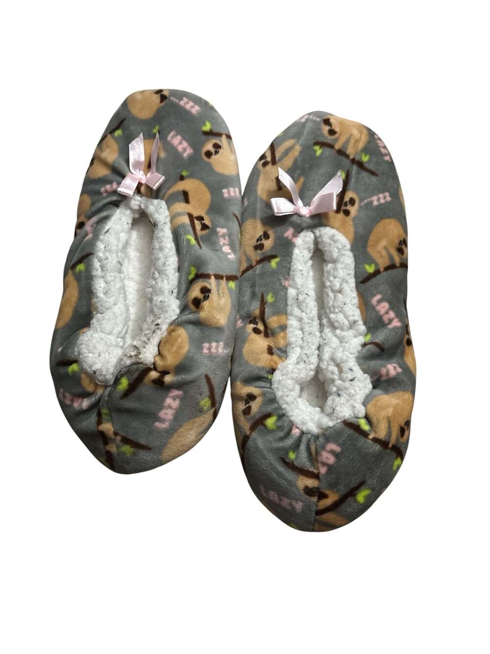 Women's Lazy Sloth Print Fleece Lined Slipper Socks